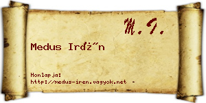 Medus Irén névjegykártya